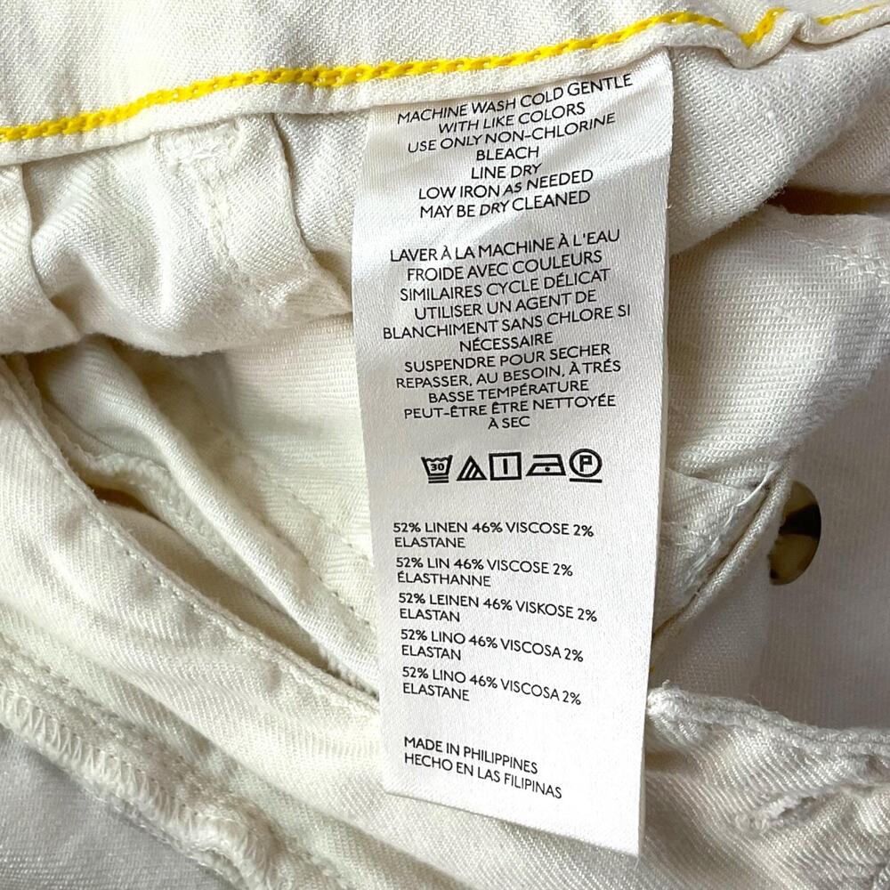 Maeve The Colette Pants Womens 26 White Linen Blend Cropped Wide Leg Twill - Picture 8 of 12